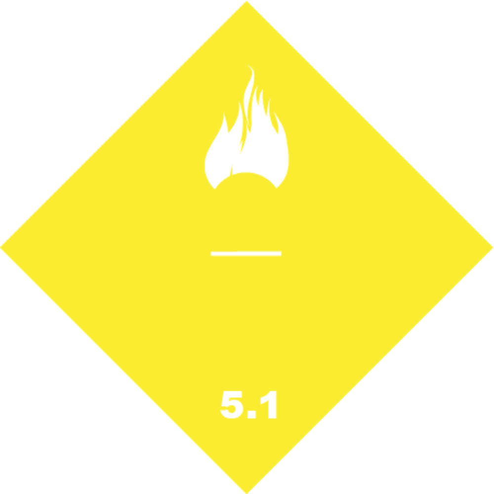 Dangerous Goods 5.1 Oxidizer 3" x 3" stickers - a package of 5 pieces